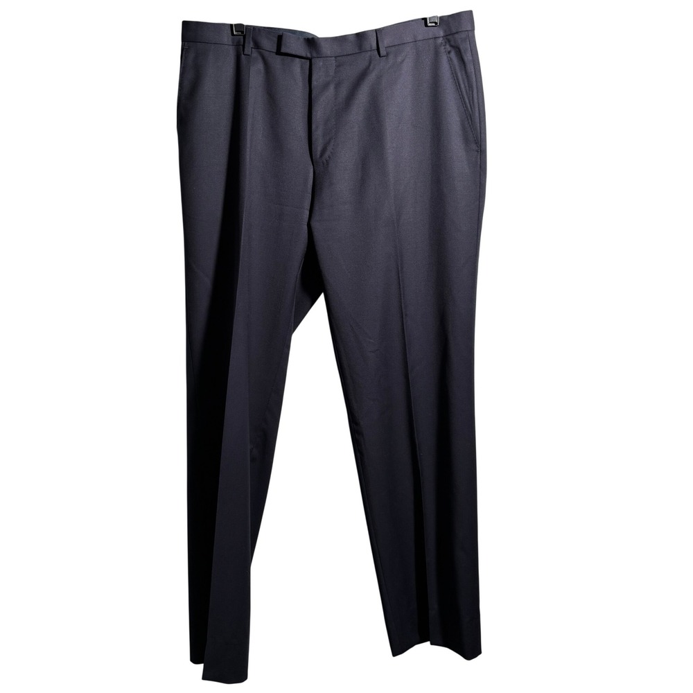 HUGO BOSS Men's Navy Blue Virgin Wool Dress Pants Size 44R Slacks Designer Lined